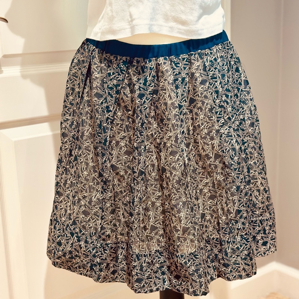 rag & bone Navy Floral A-Line Skirt